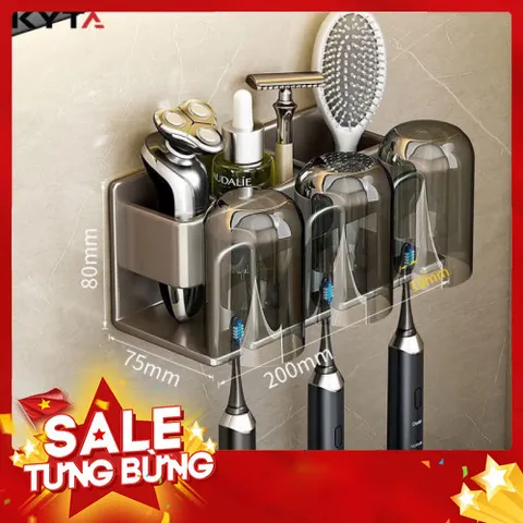 Giá Treo Bàn Chải Đánh Răng Kèm Cốc KYTA - Kệ Đa Năng Chất Liệu Nhôm Cao Cấp Chống Han Gỉ 814016