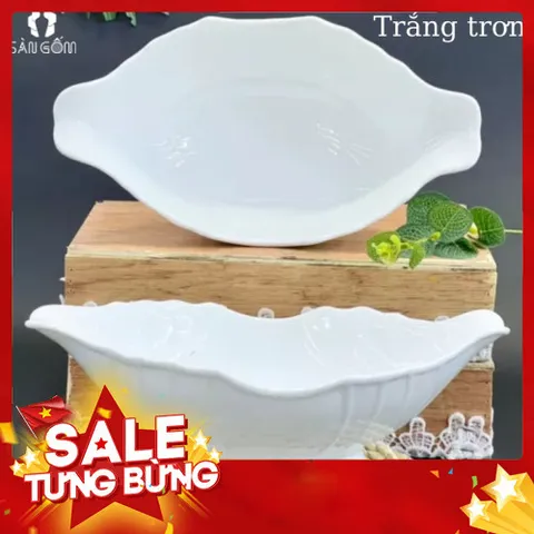 Đĩa Thuyền Đựng Gà Men Trắng Gốm Sứ Bát Tràng - Sang Trọng và Chất Lượng 814014