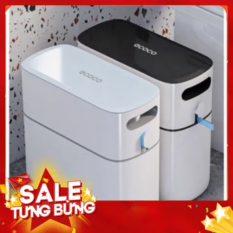 Thùng rác thông minh 12L ECOCO nắp kín tự động đóng gói 814020