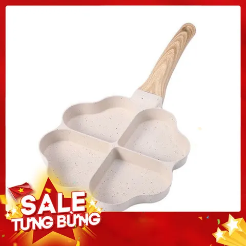 Chảo chống dính 4 ngăn khoanh trái tim màu trắng dùng được bếp từ 814031