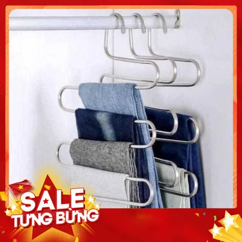 Móc Treo Quần Áo 5 Tầng Đa Năng  Hình Chữ S Bằng Kim Loại Thông Minh Tiết Kiệm Không Gian (giá sỉ) 814062