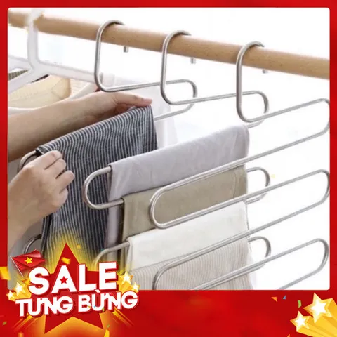 Móc Treo Quần Áo 5 Tầng Đa Năng  Hình Chữ S Bằng Kim Loại Thông Minh Tiết Kiệm Không Gian (giá sỉ) 814062
