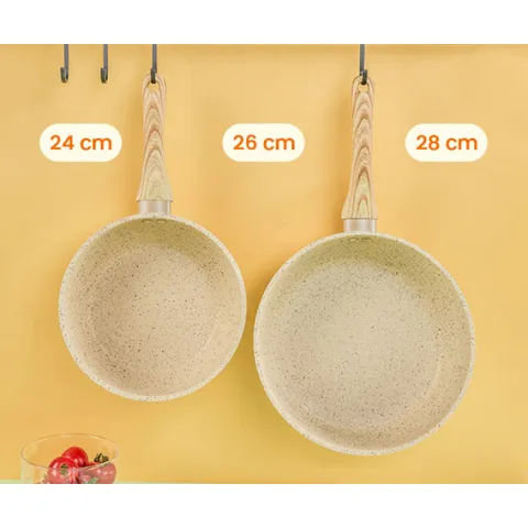Chảo Chống Dính Bếp Từ Vân Đá Cạn Lòng 20/24/26/28cm - Chảo Dùng Mọi Loại Bếp 814070