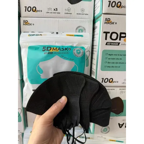 [Hộp 100 Cái] Khẩu Trang 5D Topgia 4 Lớp – Form 3D, Kháng Khuẩn, Dây Êm, Nhiều Màu 814113