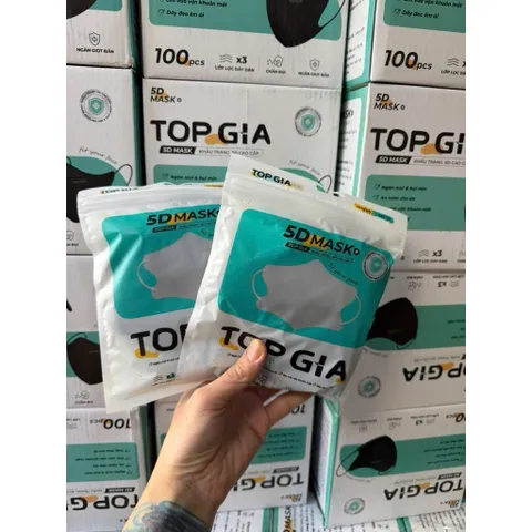 [Hộp 100 Cái] Khẩu Trang 5D Topgia 4 Lớp – Form 3D, Kháng Khuẩn, Dây Êm, Nhiều Màu 814113
