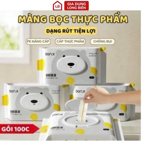 Màng Bọc Thực Phẩm Gấu Túi Rút Tiện Lợi - Combo 100 Chiếc An Toàn và Dễ Dùng 814124