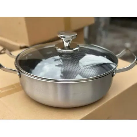 Chảo Inox Tổ Ong Sâu Lòng 28cm Cao Cấp - Chảo Chống Dính Toàn Phần 3 Lớp Dùng Cho Mọi Loại Bếp 814130