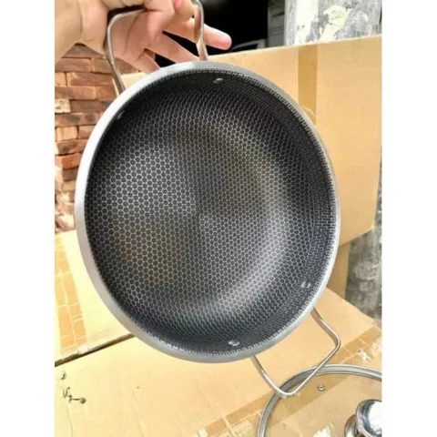 Chảo Inox Tổ Ong Sâu Lòng 28cm Cao Cấp - Chảo Chống Dính Toàn Phần 3 Lớp Dùng Cho Mọi Loại Bếp 814130