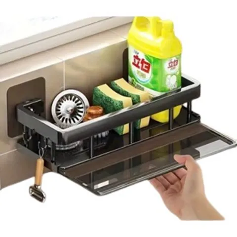 Giá Để Đồ Bồn Rửa Bát Dán Tường Kèm Móc Treo 30cm - Tiện Lợi Cho Nhà Bếp 814145