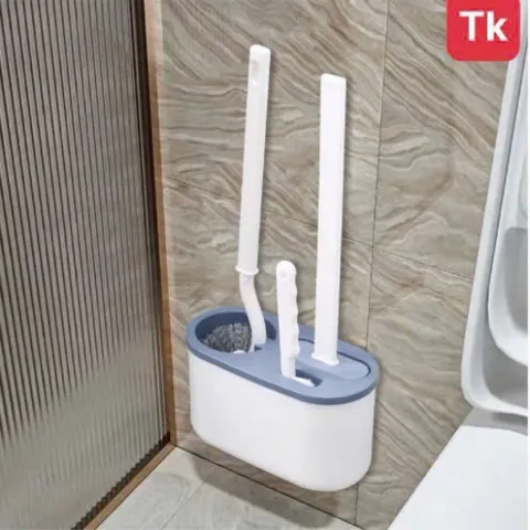Bộ 3 Bàn Chải Vệ Sinh Toilet Silicone Cán Dài 360 Độ - Tiện Lợi Treo Tường 814160