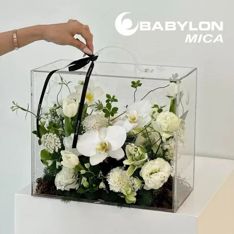 Hộp Mica Trong Suốt - Giỏ Cắm Hoa & Hộp Quà Tặng Sang Trọng, Vali Mica Mini Tiện Lợi 814194