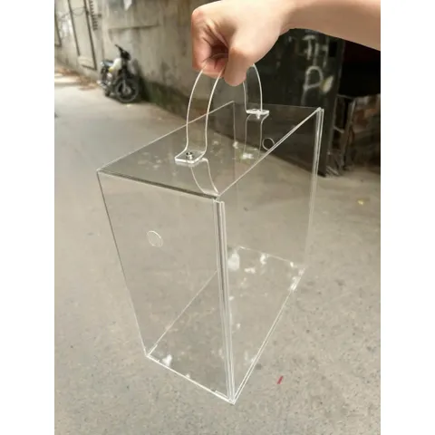 Hộp Mica Trong Suốt - Giỏ Cắm Hoa & Hộp Quà Tặng Sang Trọng, Vali Mica Mini Tiện Lợi 814194