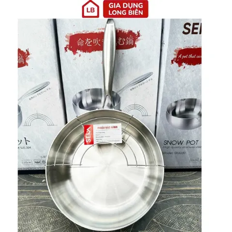 Chảo Tuyết Inox 5 Lớp Nguyên Khối Chống Dính SEKA Tặng Kèm Vỉ - Chảo Sâu Lòng Inox 304, Phù Hợp Mọi Loại Bếp 814196