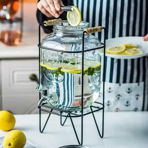 Bình Đựng Nước Thủy Tinh 4L Có Vòi Vặn - Tặng Kèm Giá Đỡ Tiện Lợi 814208