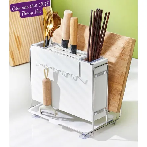 Kệ Cắm Dao Thớt Đa Năng 1337 - Giá Để Đồ Nhà Bếp Thông Minh Có Khay Hứng Nước, Móc Treo Và Chỗ Để Đũa Thìa Cao Cấp 814226
