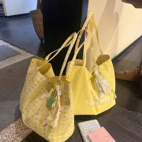 Túi Tote Vải Canvas 2 Mặt Đeo Vai Nojo Company Cao Cấp - Túi Xách Nữ Cỡ Lớn Đi Học Đi Chơi Hoạt Tiết Sóng Gợn Cá Tính 814232