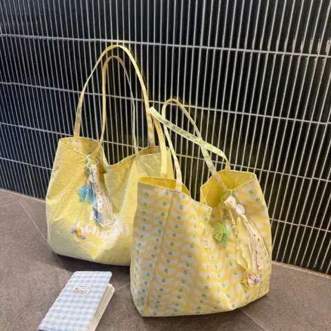 Túi Tote Vải Canvas 2 Mặt Đeo Vai Nojo Company Cao Cấp - Túi Xách Nữ Cỡ Lớn Đi Học Đi Chơi Hoạt Tiết Sóng Gợn Cá Tính 814232