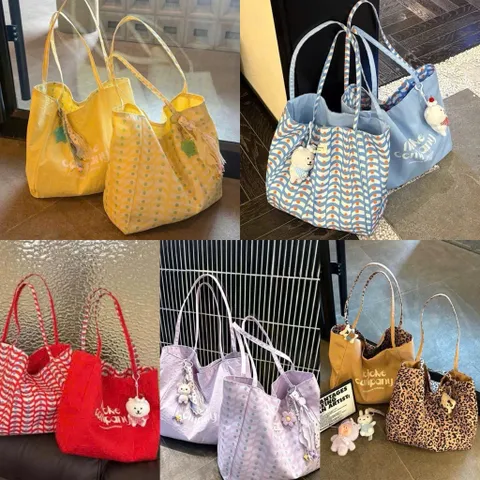 Túi Tote Vải Canvas 2 Mặt Đeo Vai Nojo Company Cao Cấp - Túi Xách Nữ Cỡ Lớn Đi Học Đi Chơi Hoạt Tiết Sóng Gợn Cá Tính 814232