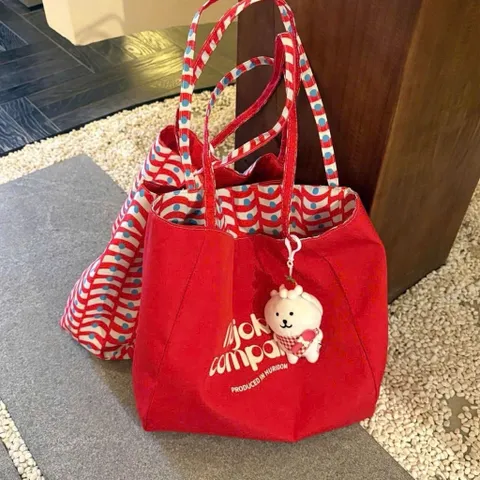Túi Tote Vải Canvas 2 Mặt Đeo Vai Nojo Company Cao Cấp - Túi Xách Nữ Cỡ Lớn Đi Học Đi Chơi Hoạt Tiết Sóng Gợn Cá Tính 814232
