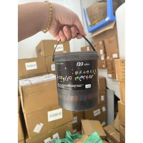 Bút Marker Acrylic Đầu Mềm 120 Màu, Bút Sơn Acrylic Vẽ Trên Mọi Chất Liệu Gỗ, Sứ, Vải, Giày - Tặng Kèm Thùng Đựng 814234