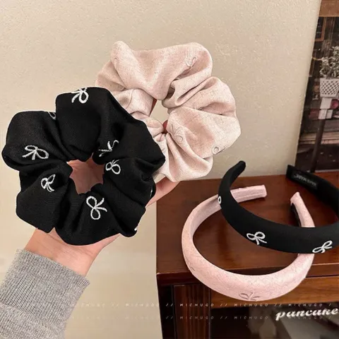 Set Bờm + Dây Buộc Tóc Đính Nơ - Phụ Kiện Tóc Xinh Xắn, Thời Trang 814241