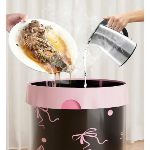 Cuộn 100 Túi Rác Đen Dây Rút Tự Động In Họa Tiết Nơ Sang Trọng, Túi Đựng Rác Gia Đình Siêu Dai Chống Rò Rỉ 814253