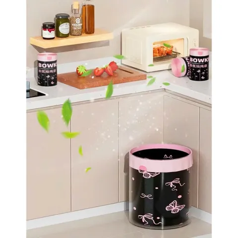 Cuộn 100 Túi Rác Đen Dây Rút Tự Động In Họa Tiết Nơ Sang Trọng, Túi Đựng Rác Gia Đình Siêu Dai Chống Rò Rỉ 814253