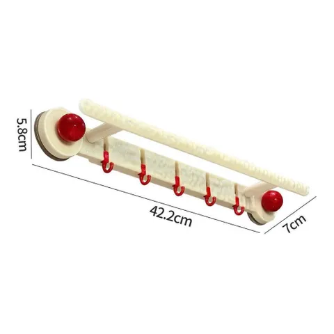 Giá Treo Khăn Nhà Tắm Hút Chân Không 42cm Kèm 6 Móc Treo Chữ U – Kệ Treo Khăn Dán Tường Không Khoa 814262