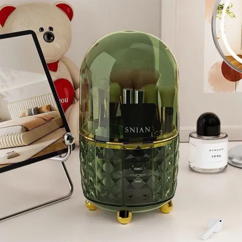 Ống Đựng Cọ Trang Điểm Xoay 360 Độ Có Nắp Đậy - Hộp Đựng Cọ Mỹ Phẩm Chống Bụi Decor Bàn Trang Điểm Sang Trọng 814282