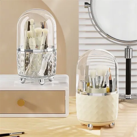 Ống Đựng Cọ Trang Điểm Xoay 360 Độ Có Nắp Đậy - Hộp Đựng Cọ Mỹ Phẩm Chống Bụi Decor Bàn Trang Điểm Sang Trọng 814282