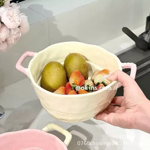 Tô sứ ăn mì có quai cầm kèm thìa decor phong cách Hàn Quốc - Bát sứ đựng soup dung tích lớn 1150ml mẫu mới 814292
