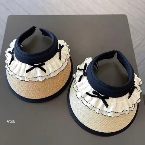 Mũ Cói Nửa Đầu Phối Bèo Nơ Xinh Xắn - Nón Visor Nữ Chống Tia UV Rộng Vành Đi Biển Cao Cấp Style Hàn Quốc 814297