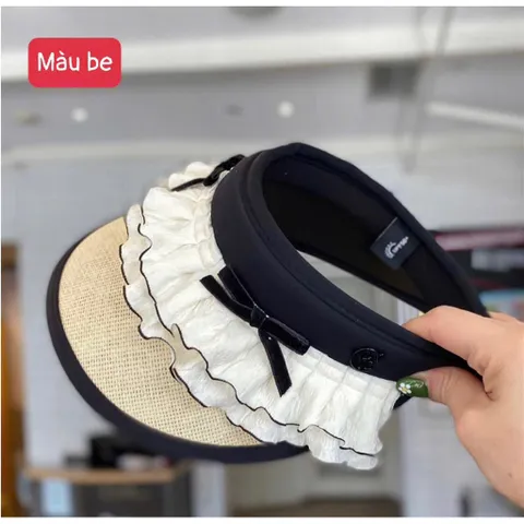 Mũ Cói Nửa Đầu Phối Bèo Nơ Xinh Xắn - Nón Visor Nữ Chống Tia UV Rộng Vành Đi Biển Cao Cấp Style Hàn Quốc 814297