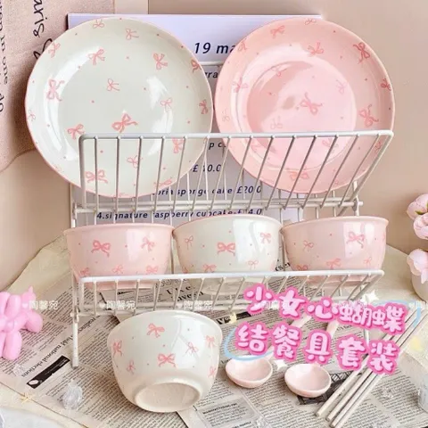 Bộ 2 Bát Sứ Kèm Thìa Hình Nơ Đáng Yêu Cho Bé - Đồ Dùng Ăn Dặm 814305