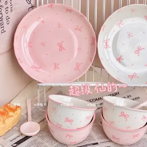 Bộ 2 Bát Sứ Kèm Thìa Hình Nơ Đáng Yêu Cho Bé - Đồ Dùng Ăn Dặm 814305