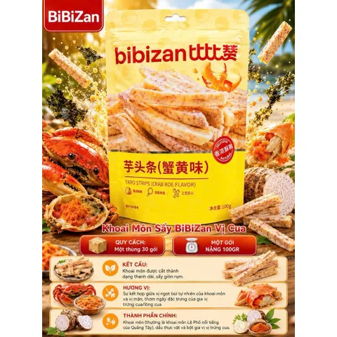 Khoai Môn Sấy BiBiZan Gói 100g - Bim Bim Khoai Môn Chiên Giòn Vị Trứng Muối, Rong Biển, Trứng Cua Ăn Vặt Hot Trend 814318