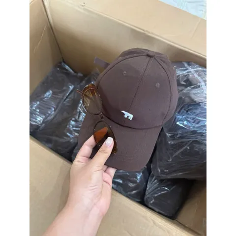 Combo Mũ Lưỡi Trai Thêu Gấu Trắng & Mắt Kính Nâu Vintage - Set Phụ Kiện Thời Trang Nam Nữ Phong Cách Hàn Quốc 814344