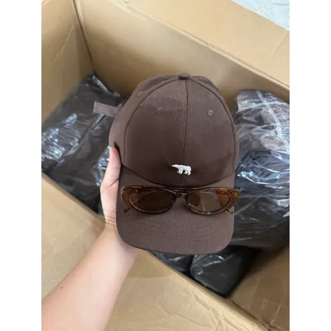 Combo Mũ Lưỡi Trai Thêu Gấu Trắng & Mắt Kính Nâu Vintage - Set Phụ Kiện Thời Trang Nam Nữ Phong Cách Hàn Quốc 814344