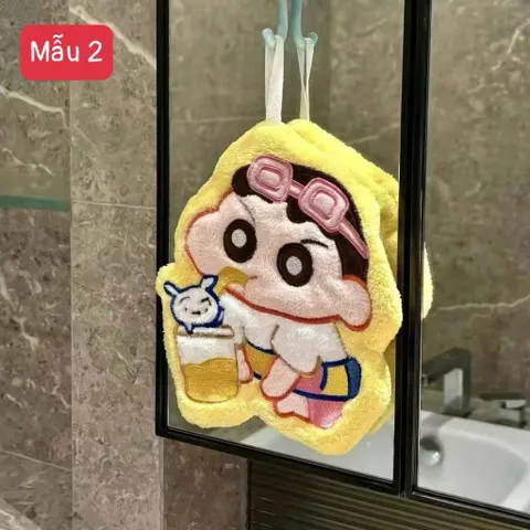Combo 2 Khăn Lau Tay Nhà Bếp Hình Cu Shin Bút Chì Siêu Thấm Hút – Khăn Lau Đa Năng Sợi Bông San Hô Có Móc Treo Decor 814350