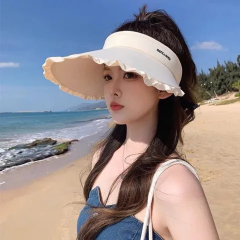 Mũ Chống Nắng Nửa Đầu Cao Cấp - Nón Visor Nữ Rộng Vành Chống Tia UV Họa Tiết Viền Bèo Đi Biển, Chơi Golf Thời Trang 814361
