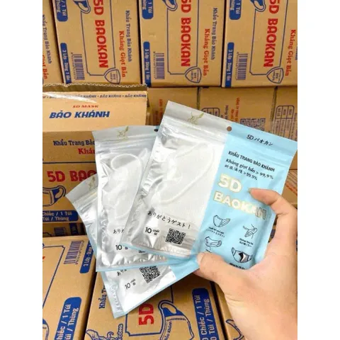 [Hộp 100 Cái] Khẩu Trang 5D Bảo Khánh Kháng Khuẩn 3 Lớp - Thiết Kế Ôm Sát, Quai Đeo Không Đau Tai (10 Túi x 10 Chiếc) 814366