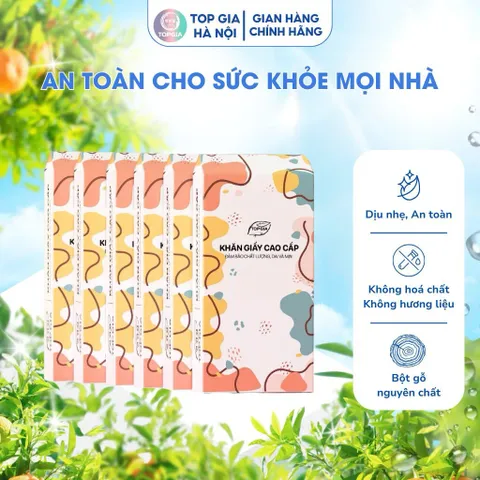 Giấy Rút Đáy Topgia Đa Sắc Thùng 4 Bịch – Giấy Ăn Mềm Mại, Không Bụi, Thấm Hút Nhanh