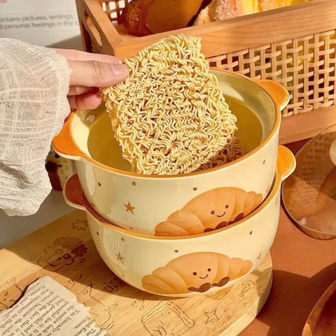 Thố Sứ Có Tay Cầm Kèm Nắp Chống Nóng, Bát Đựng Soup Salad Decor Hình Gấu Và Trái Cây Cao Cấp Dùng Được Lò Vi Sóng 814379