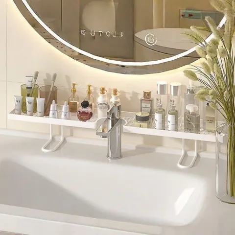 Kệ Để Đồ Nhà Tắm Trên Vòi Nước Thông Minh Ecoco, Kệ Lavabo Để Mỹ Phẩm Bàn Chải Đánh Răng Thoát Nước Cao Cấp Cạnh Bo Tròn 814382