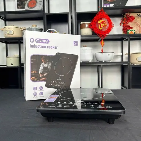 Bếp Từ Đơn GROPA Cao Cấp - Bếp Điện Từ Cảm Ứng Mặt Kính Chịu Nhiệt Kèm Nồi Lẩu Chống Dính Tiện Lợ 814384