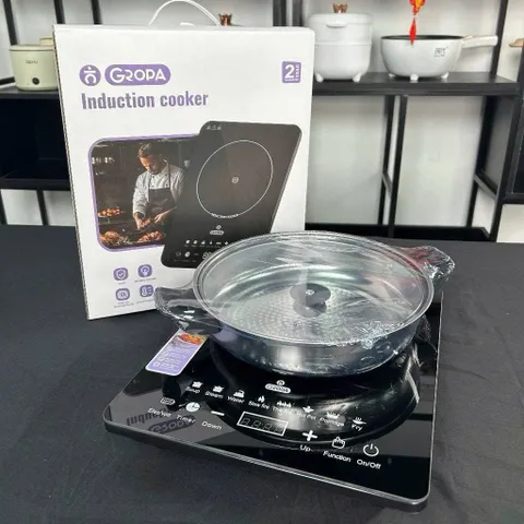 Bếp Từ Đơn GROPA Cao Cấp - Bếp Điện Từ Cảm Ứng Mặt Kính Chịu Nhiệt Kèm Nồi Lẩu Chống Dính Tiện Lợ 814384