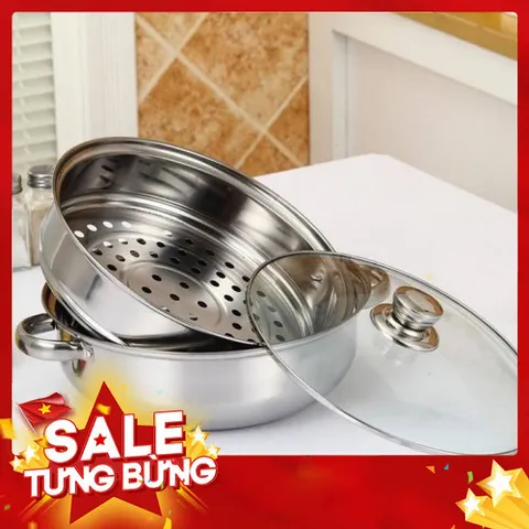 Nồi hấp inox 2 tầng đường kính 28cm dùng mọi loại bếp 814402