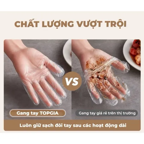 Găng tay đa dụng TPE Top Gia cao cấp dai mềm vượt trội, Hộp 300 cái thiết kế rút treo tiện lợi dùng nấu ăn 814405