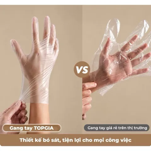 Găng tay đa dụng TPE Top Gia cao cấp dai mềm vượt trội, Hộp 300 cái thiết kế rút treo tiện lợi dùng nấu ăn 814405