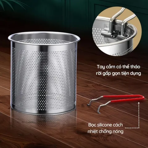 Nồi Chiên Ngập Dầu Có Tay Cầm Kèm Rổ Lọc - Chất Liệu Thép Không Gỉ, Tiện Lợi 814433